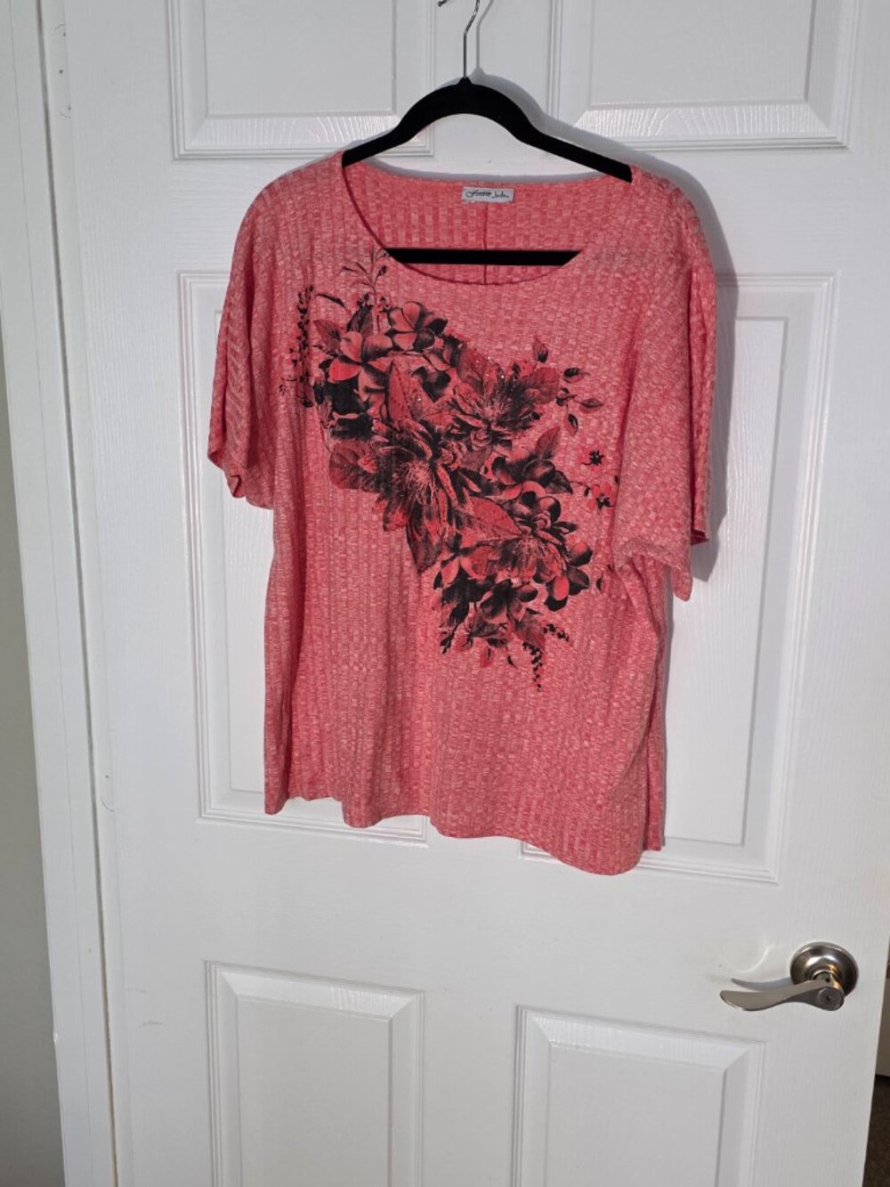 Forever Jade floral printed women top pink salmon 2xl
